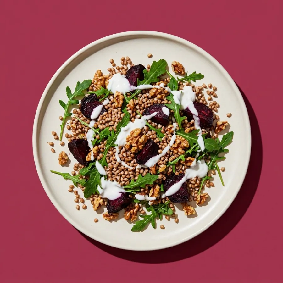 Buckwheat, roast beetroot and walnut salad