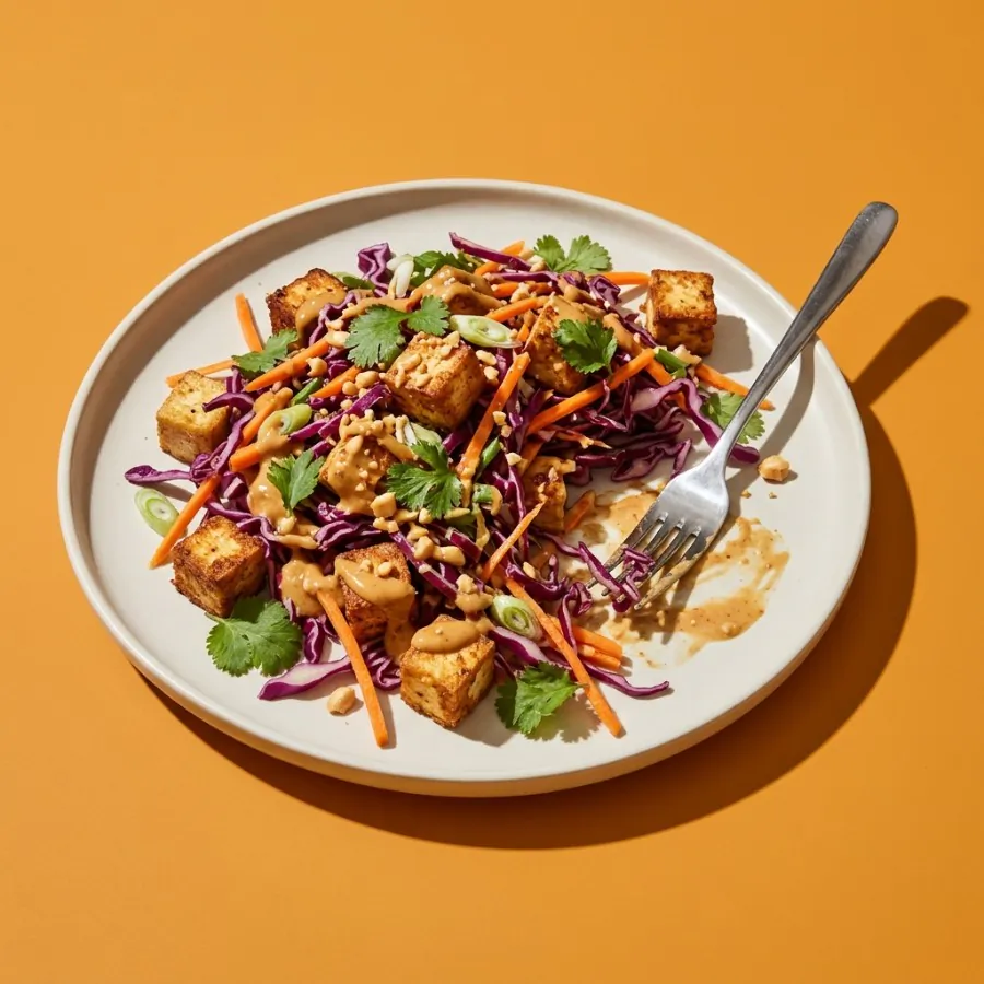 Crispy tofu and red cabbage salad with peanut dressing, photo 3