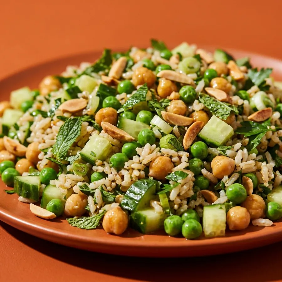 Herby rice salad with peas and almonds, photo 2