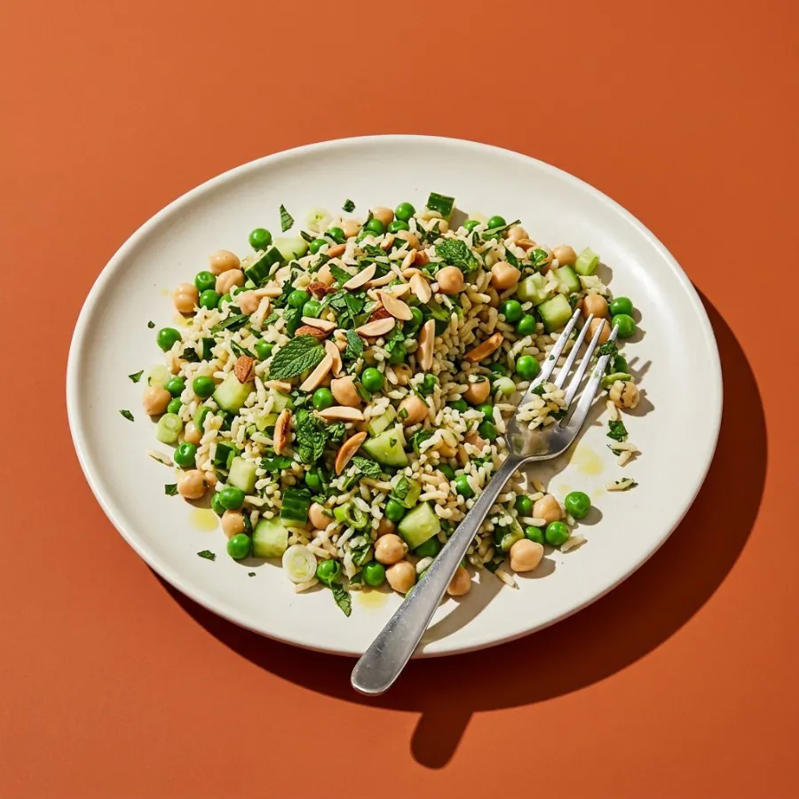 Herby rice salad with peas and almonds, photo 3