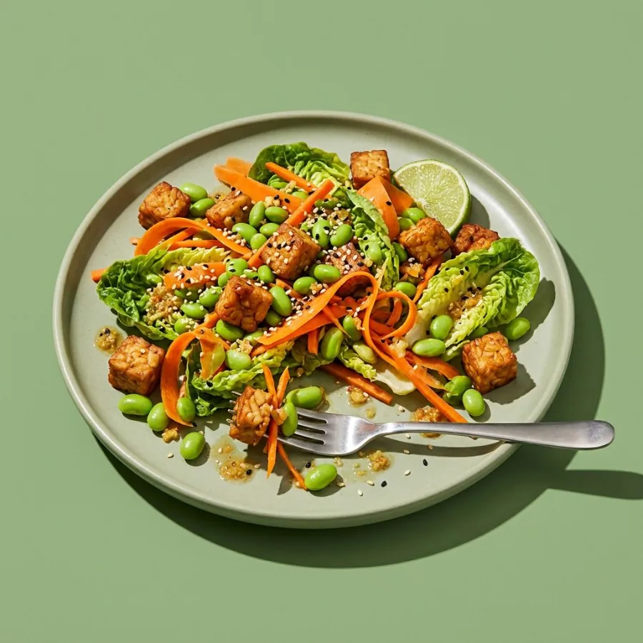 Tempeh, edamame and carrot salad with ginger dressing, photo 3