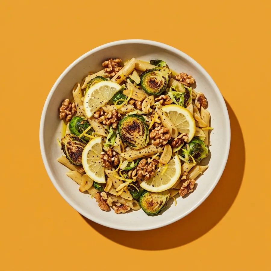 Brussels sprout, walnut and lemon pasta
