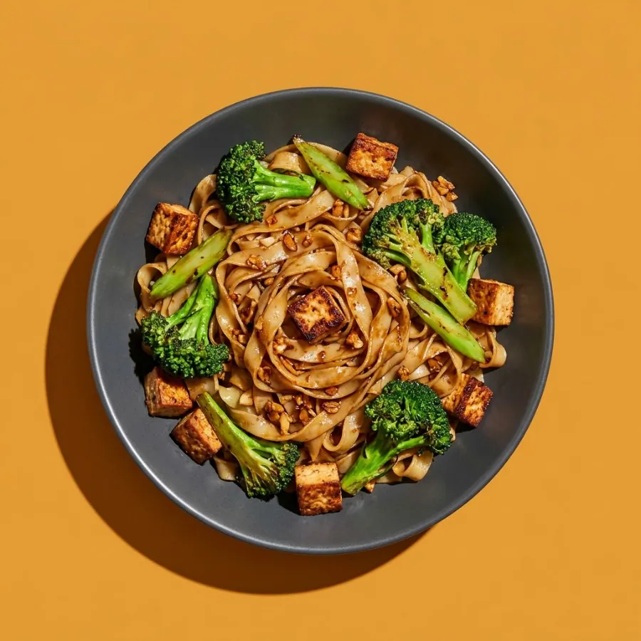 Pad see ew-style noodles with broccoli