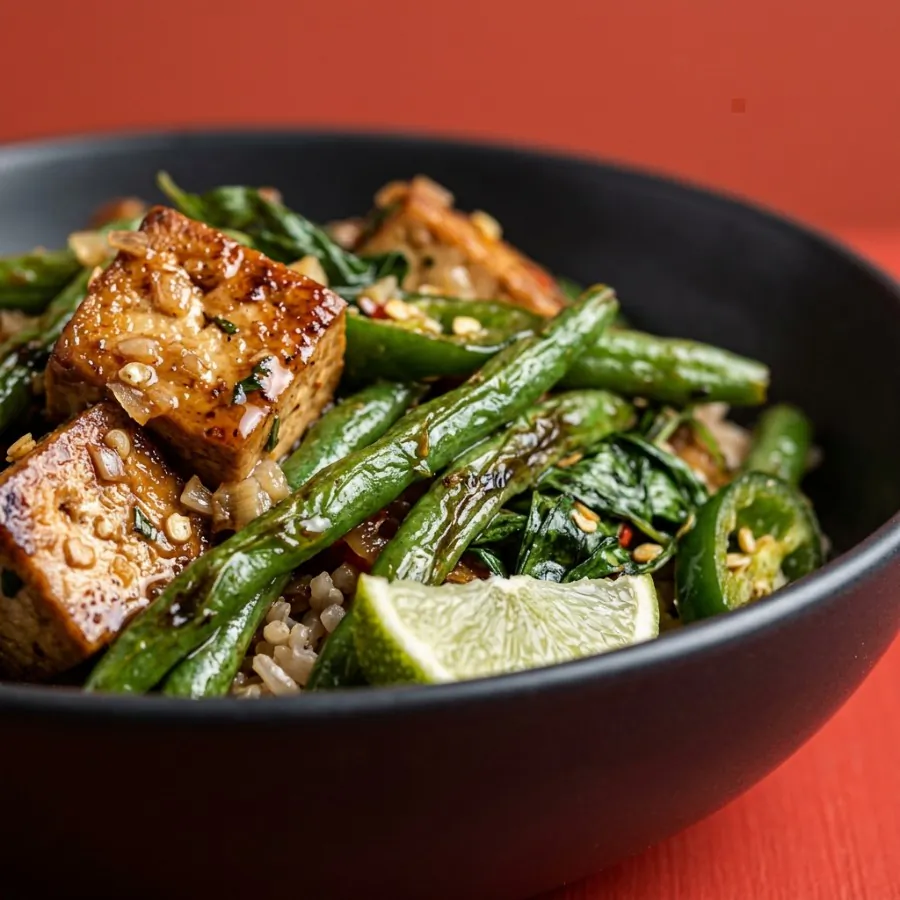 Basil tofu with green beans and chilli, photo 2