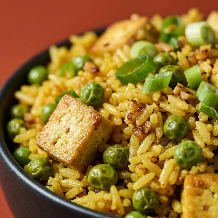 Turmeric tofu fried rice with peas, photo 2