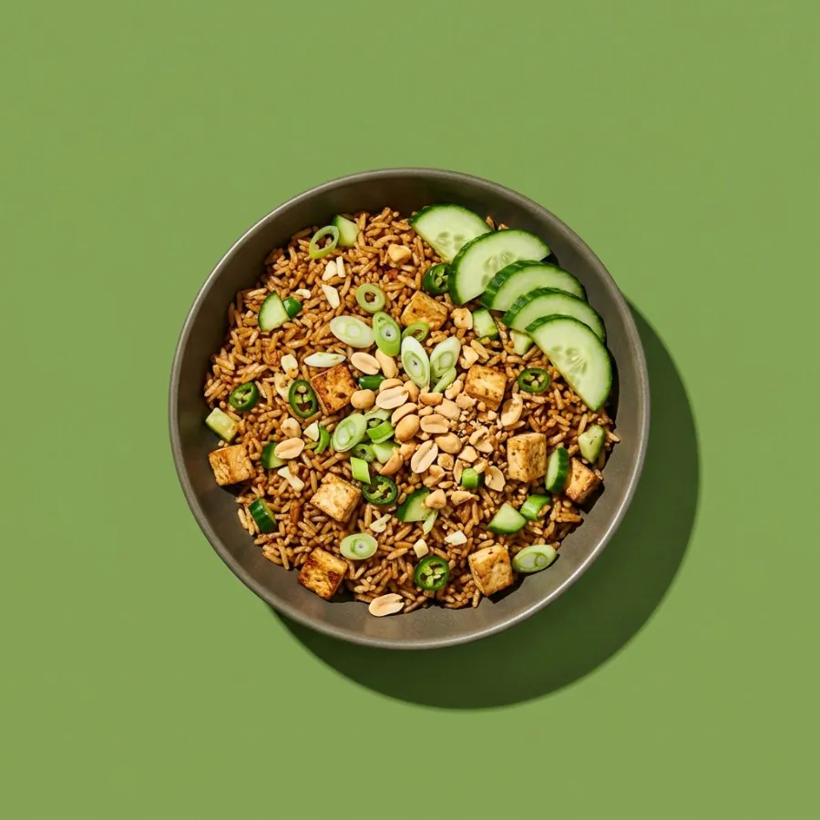 Nasi goreng-style rice with cucumber