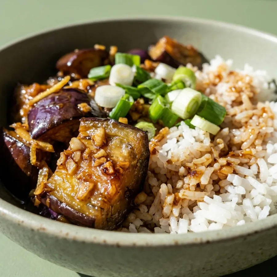 Garlicky aubergine stir-fry with rice, photo 2