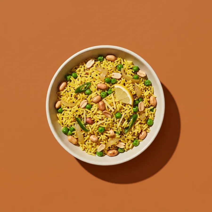 Lemon and mustard seed rice with peanuts