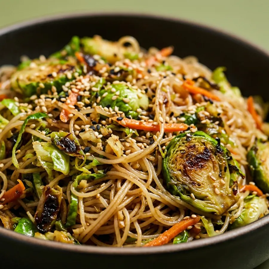 Shredded sprout stir-fry with sesame noodles, photo 2
