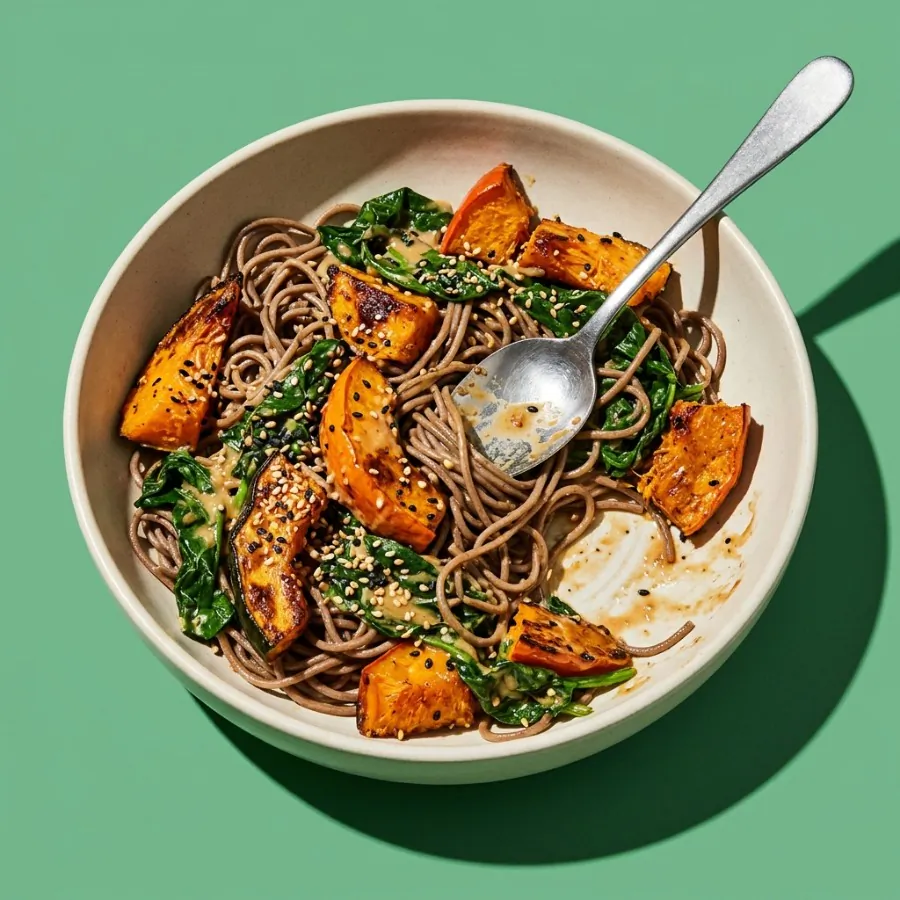 Roast squash soba with miso sesame dressing, photo 3