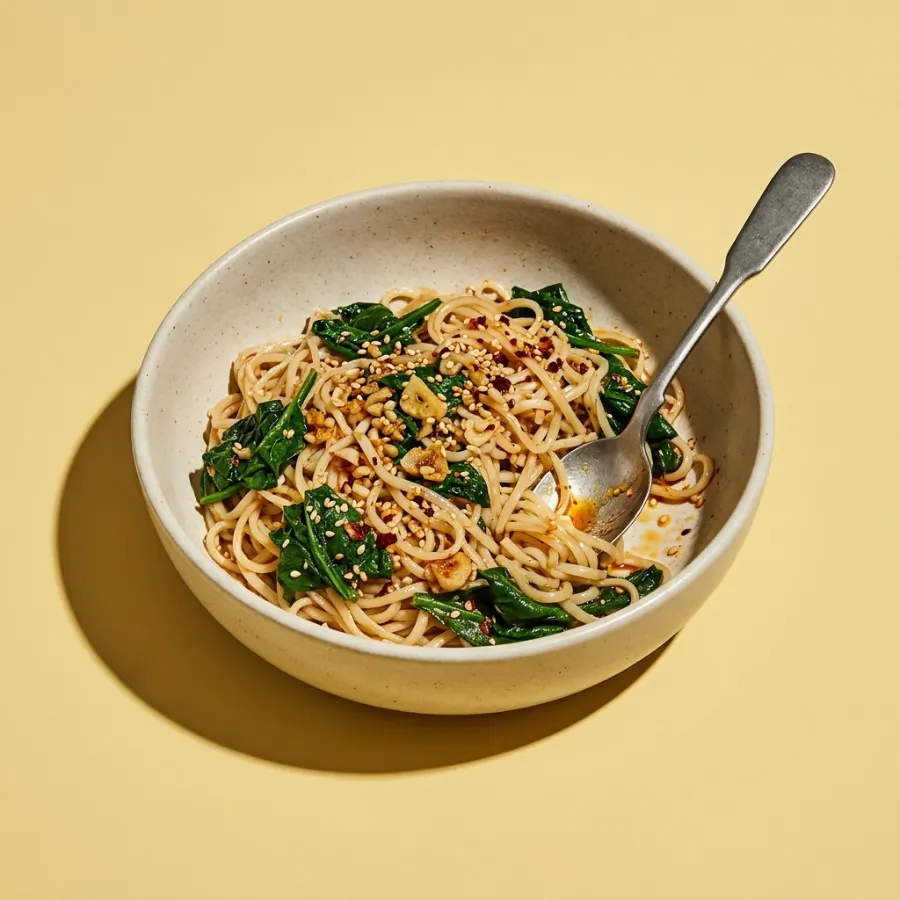 Chilli garlic rice noodles with spinach, photo 3