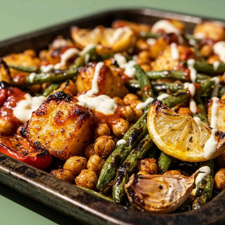Bravas-style potato traybake with chickpeas and green beans, photo 2