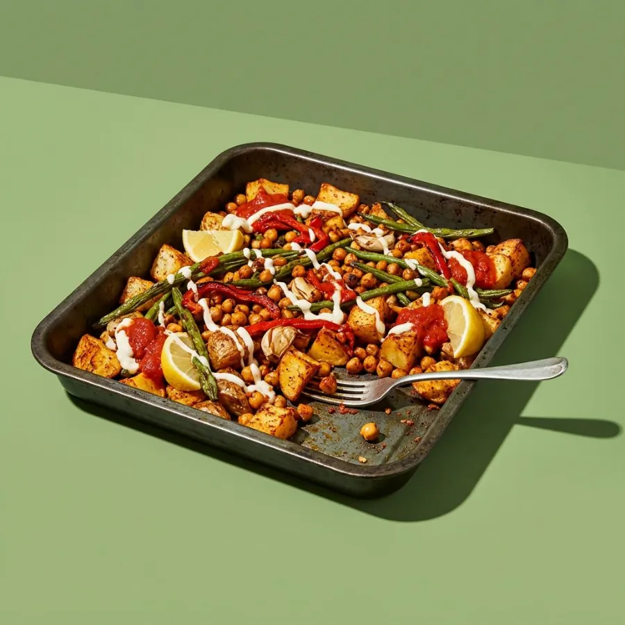 Bravas-style potato traybake with chickpeas and green beans, photo 3