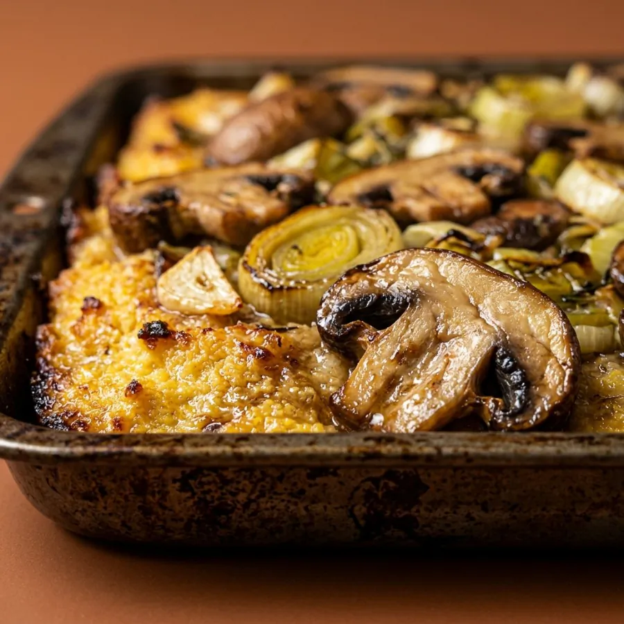 Baked polenta with mushrooms and leeks, photo 2