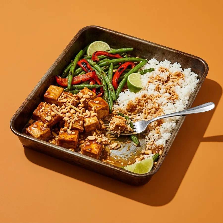 Peanut lime tofu with green beans and rice, photo 3
