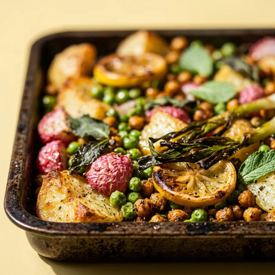 Roast radish, potato and pea traybake with mint, photo 2
