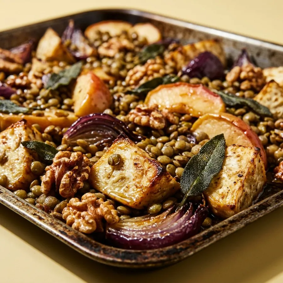 Roast celeriac, apple and lentil traybake with sage, photo 2
