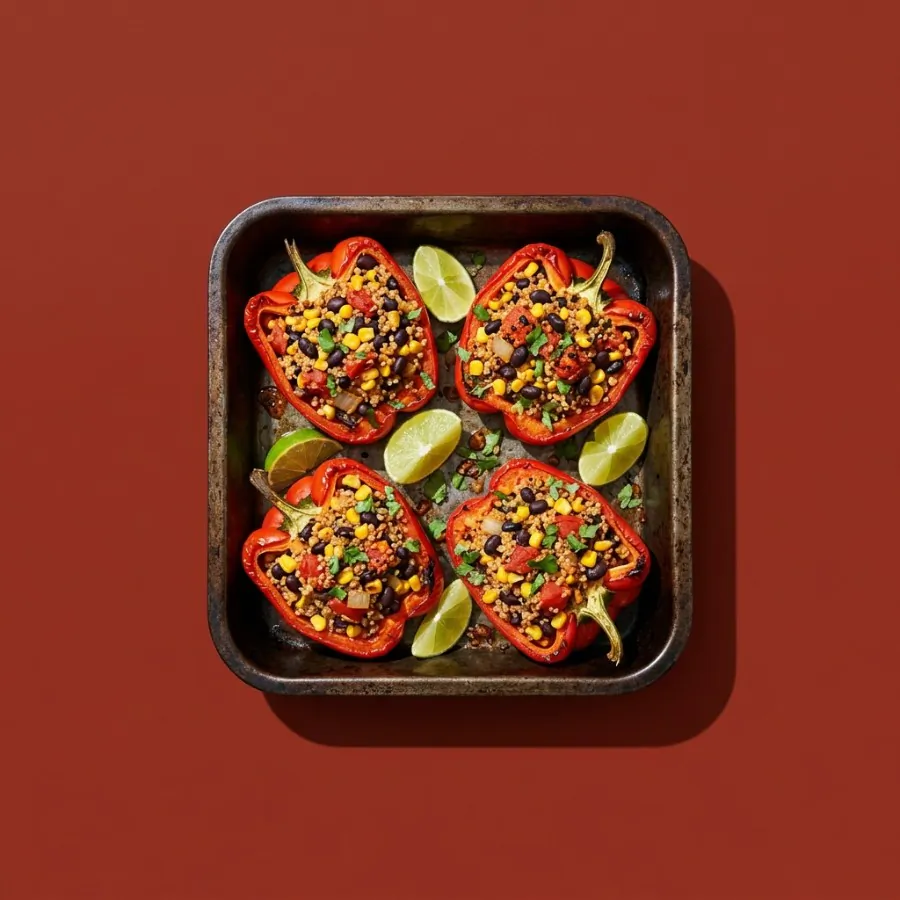 Quinoa-stuffed peppers with black beans