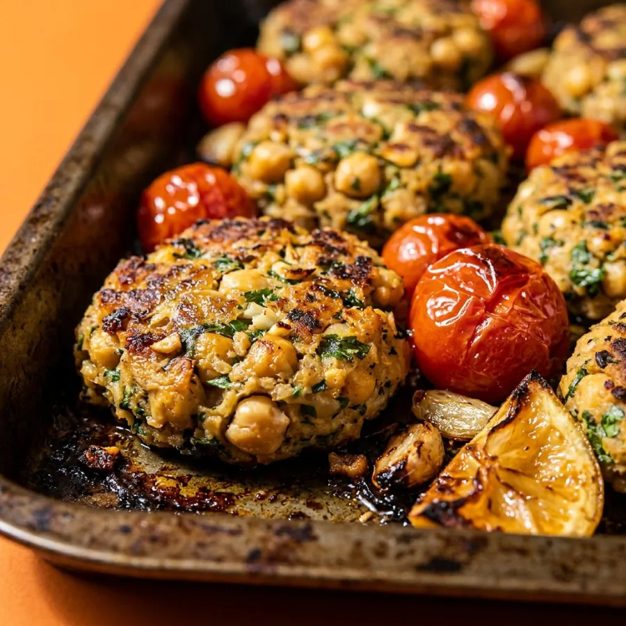 Chickpea and herb patties with roast tomatoes, photo 2
