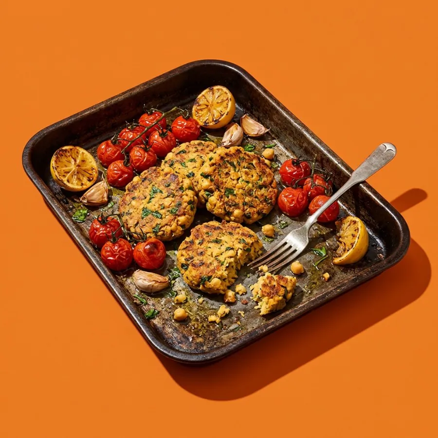 Chickpea and herb patties with roast tomatoes, photo 3
