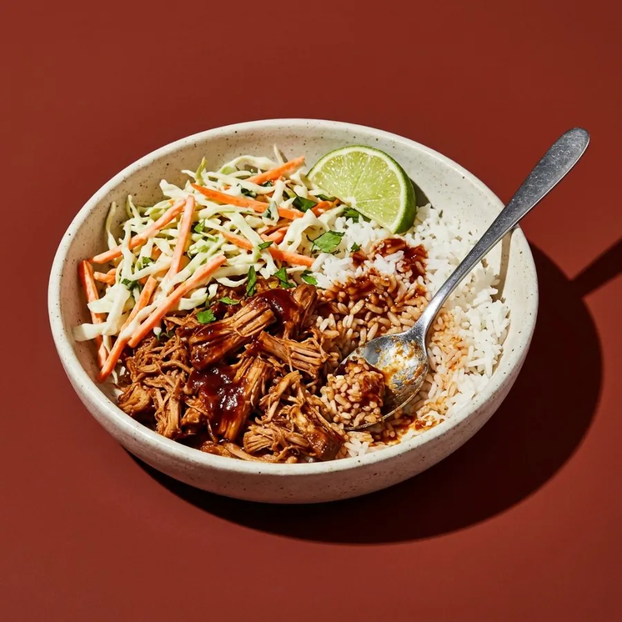 Pulled jackfruit rice bowl with slaw and lime, photo 3