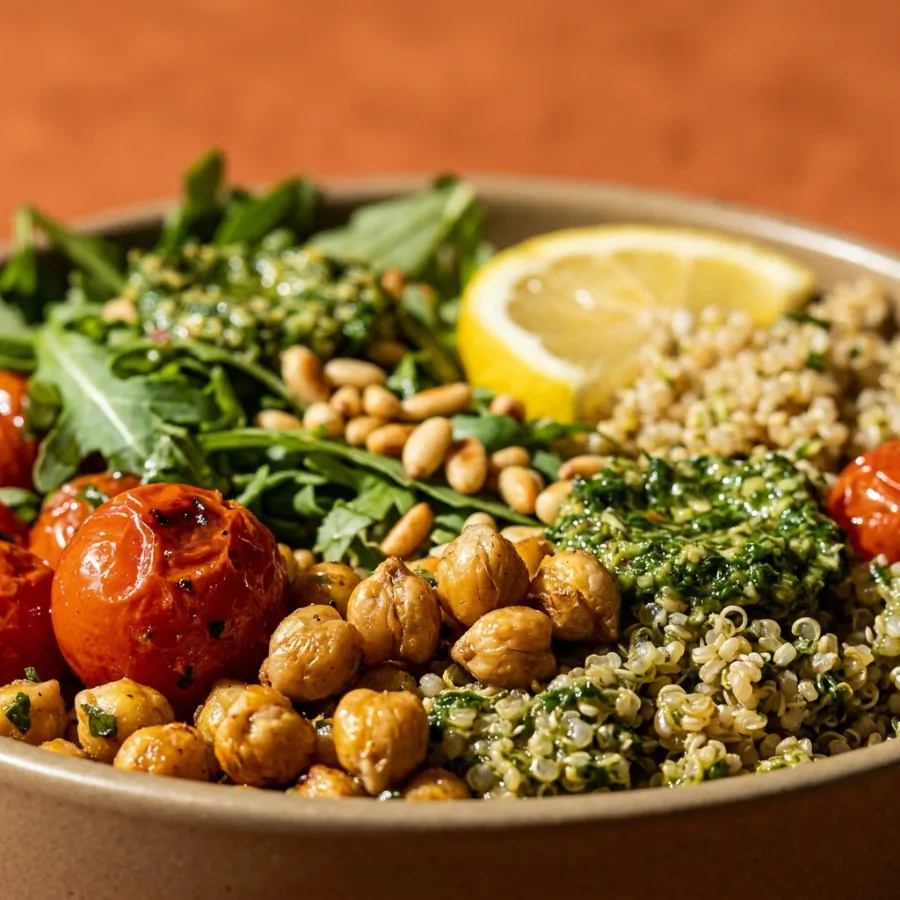 Pesto quinoa bowl with roast tomatoes and chickpeas, photo 2