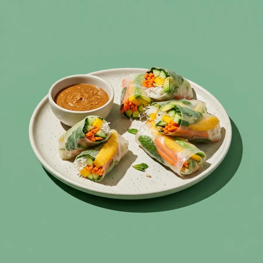 Mango and avocado rice-paper rolls with peanut dip, photo 3