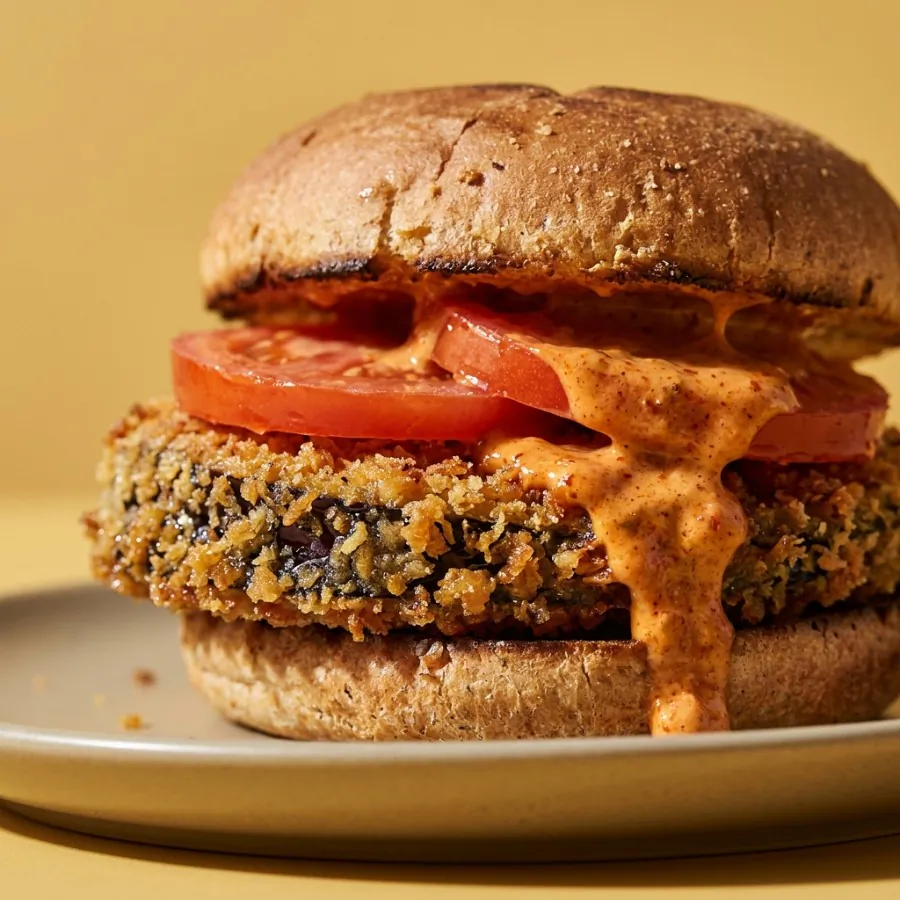 Crispy aubergine burgers with harissa mayo, photo 2