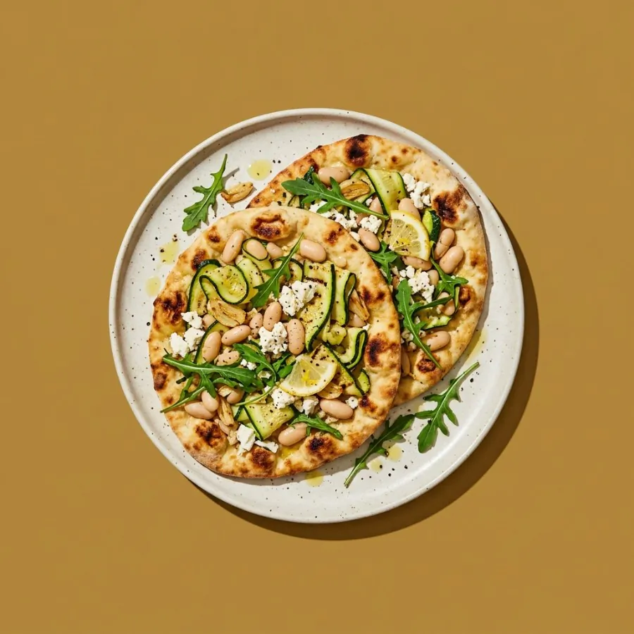 Courgette, white bean and feta flatbreads