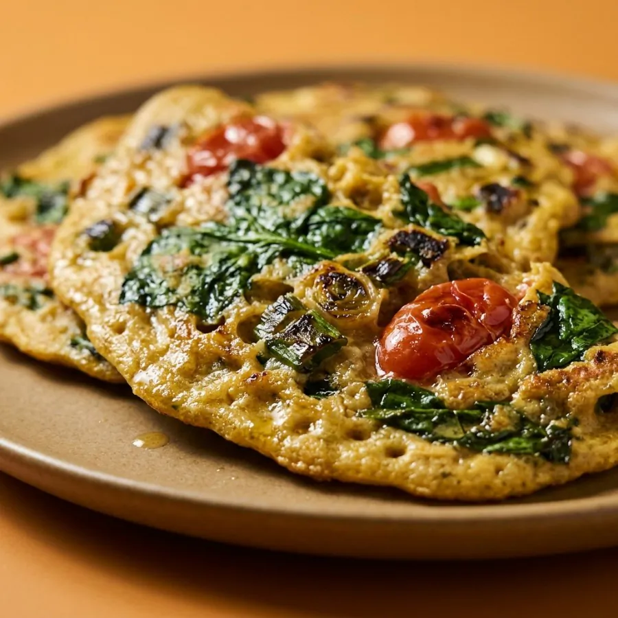 Spinach and tomato gram flour pancakes, photo 2