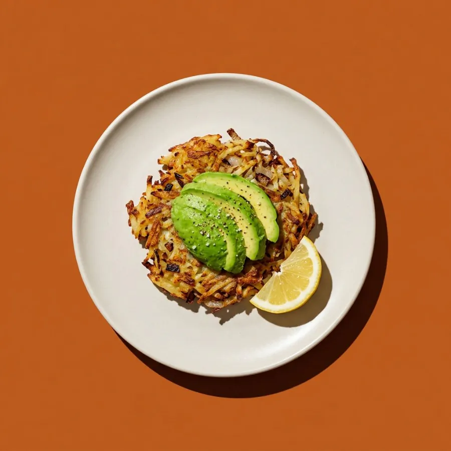 Crispy potato rösti with avocado