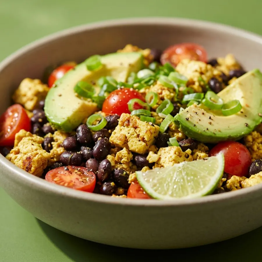 Tofu scramble bowl with black beans and avocado, photo 2