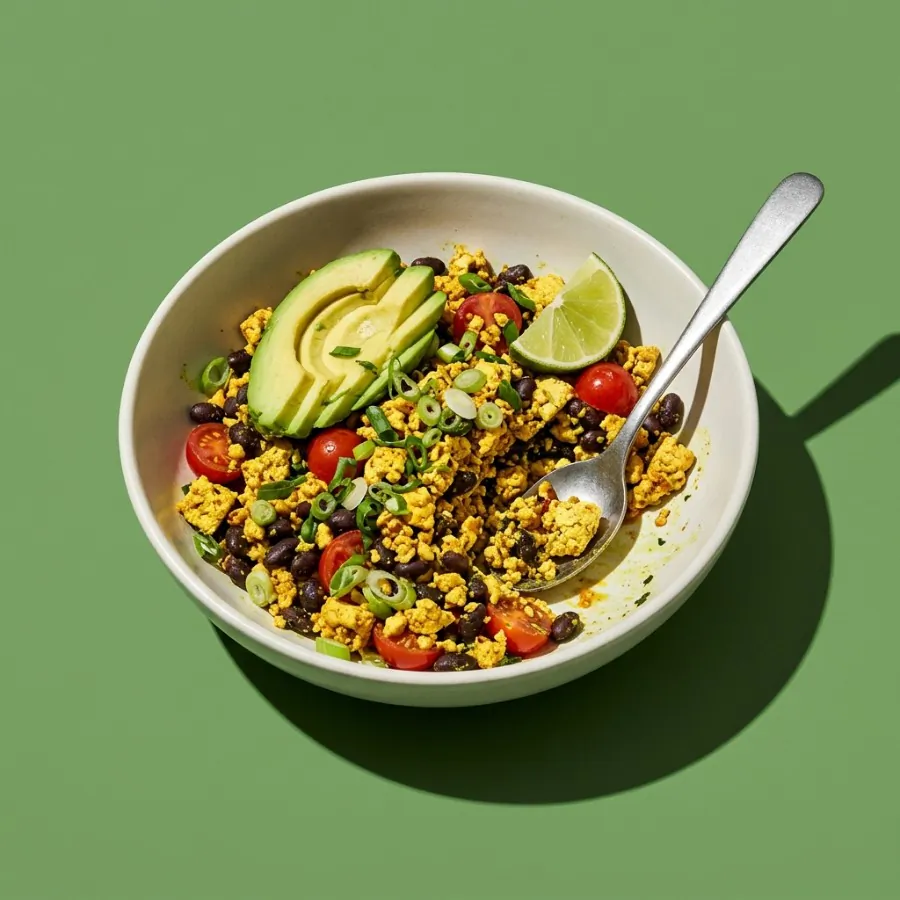 Tofu scramble bowl with black beans and avocado, photo 3