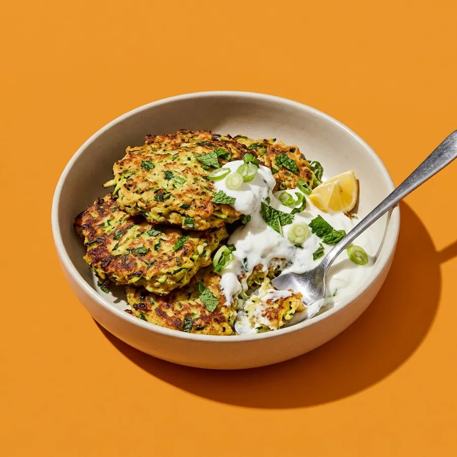 Beignets de courgette et de farine de pois chiche, yaourt au coco, photo 3
