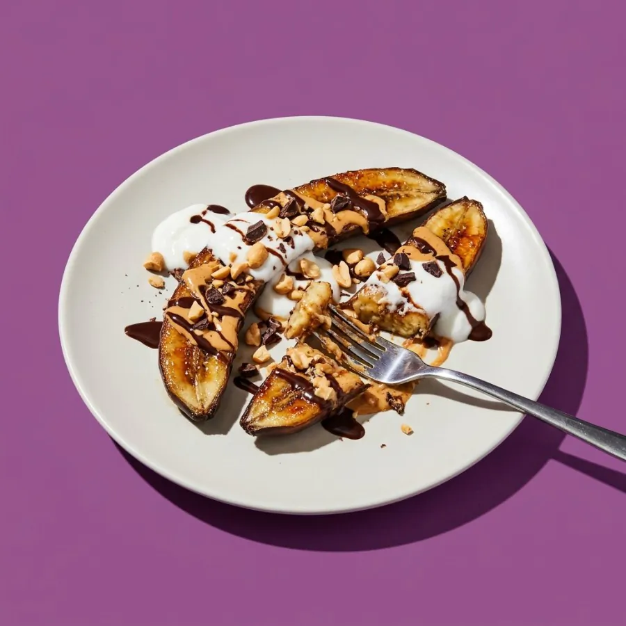 Bananas assadas com pasta de amendoim e chocolate amargo, foto 3
