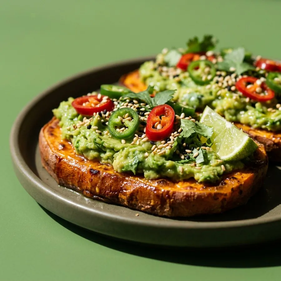Sweet potato toast with avocado and chilli, photo 2