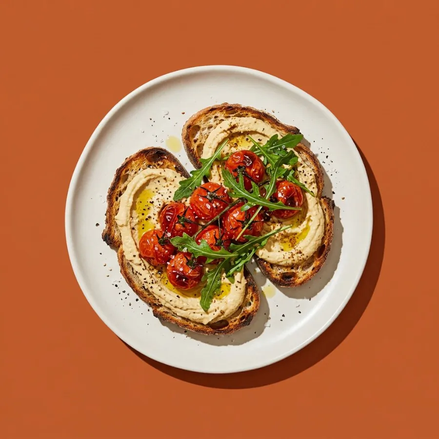 Roast tomato and hummus on sourdough