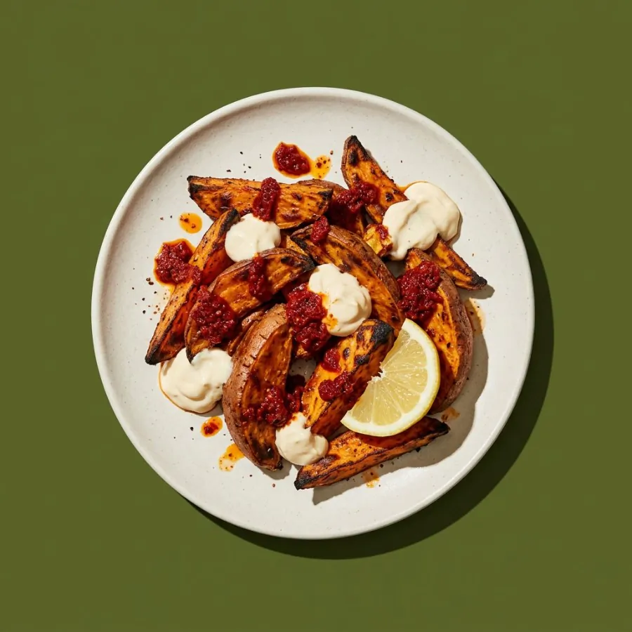Spicchi di patata dolce all'harissa