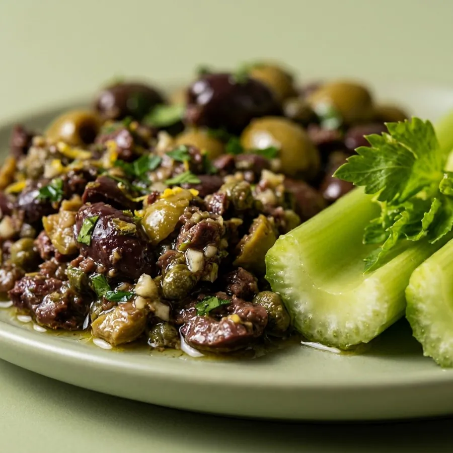 Olive tapenade with celery sticks, photo 2
