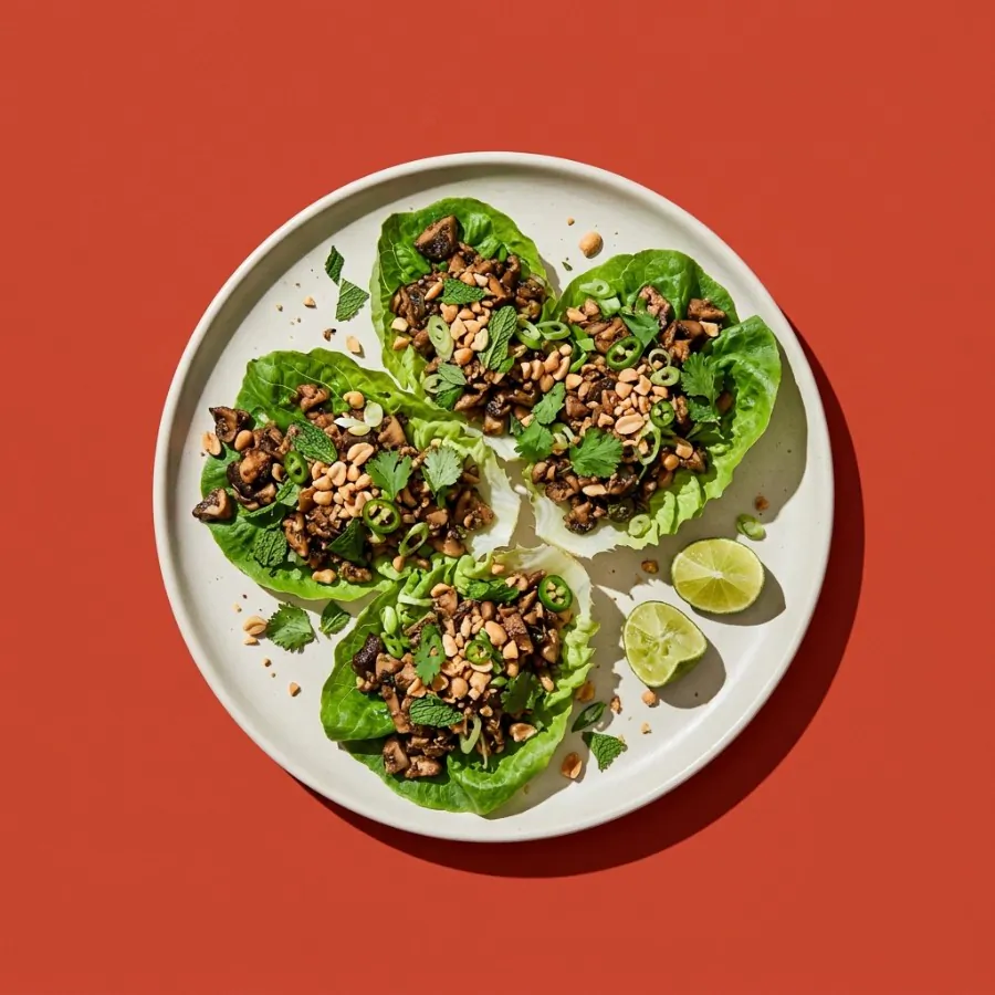 Mushroom larb lettuce cups