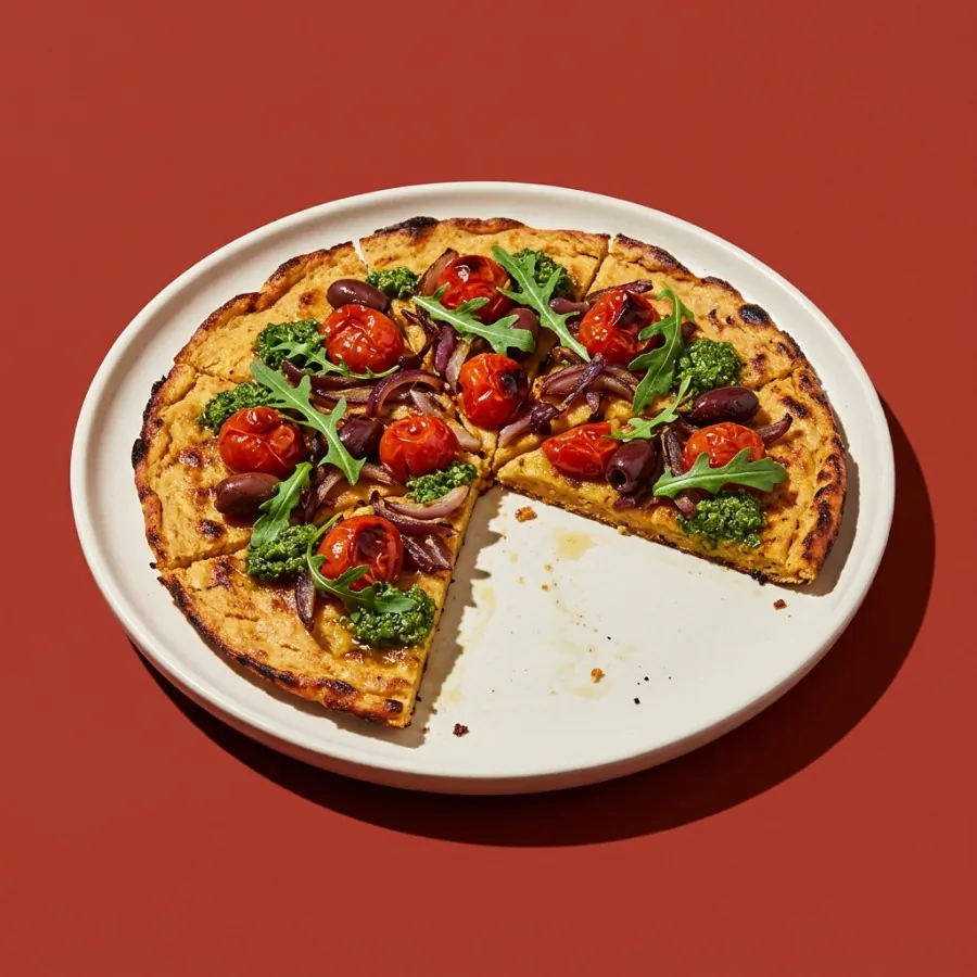 Socca with roast tomatoes and pesto, photo 3
