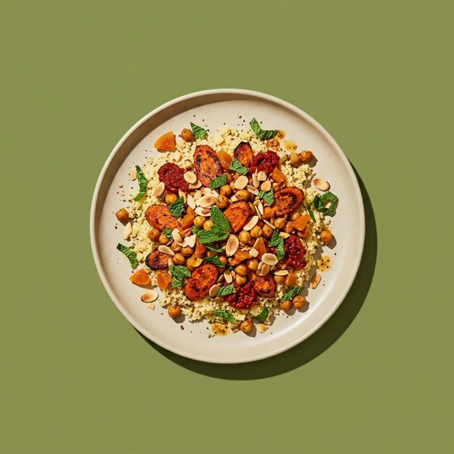 Moroccan carrot and chickpea mezze with couscous